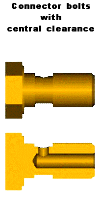 Connectors bolts with central clearance