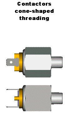 Contactors cone-shaped threading