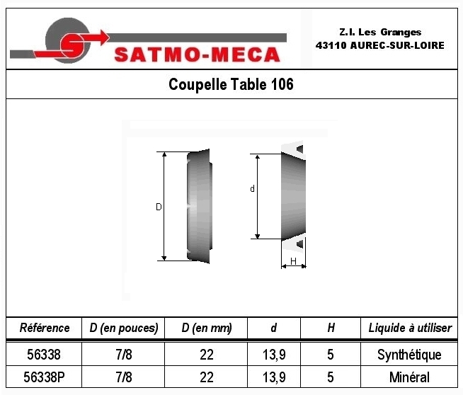 Coupelle Table 106