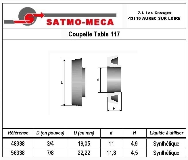 Coupelle Table 117