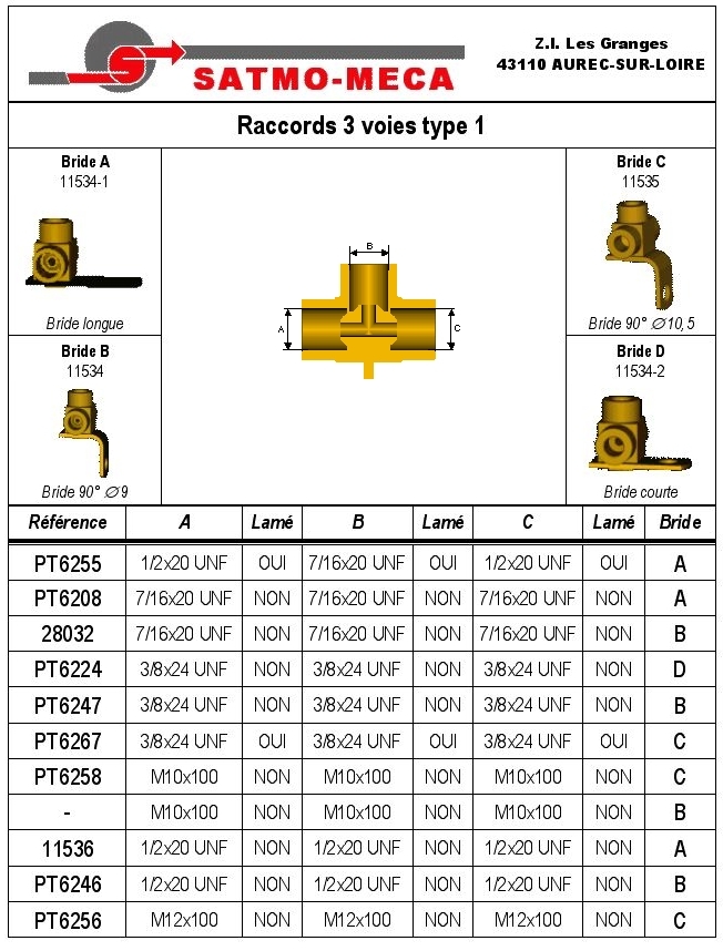 Raccords 3 voies type 1