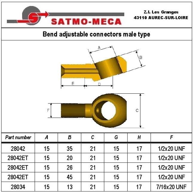 Bend adjustable connectors male type