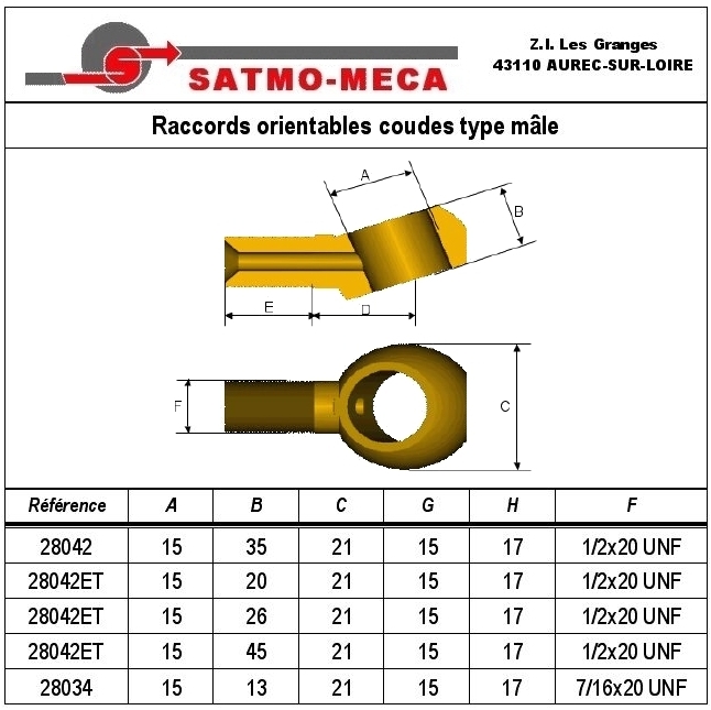 Raccords orientables coudes type m&acirc;le