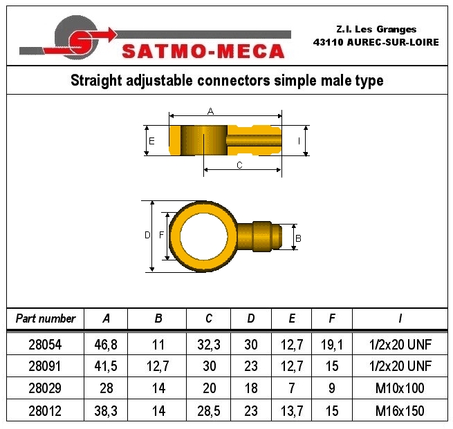 Straight adjustable connectors simple male type