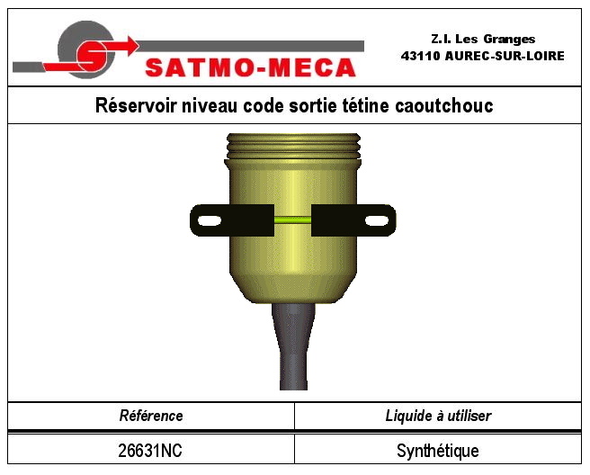 R&eacute;servoir niveau code sortie t&eacute;tine caoutchouc