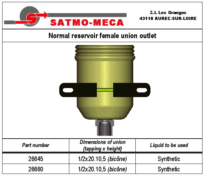Normal reservoir female union outlet