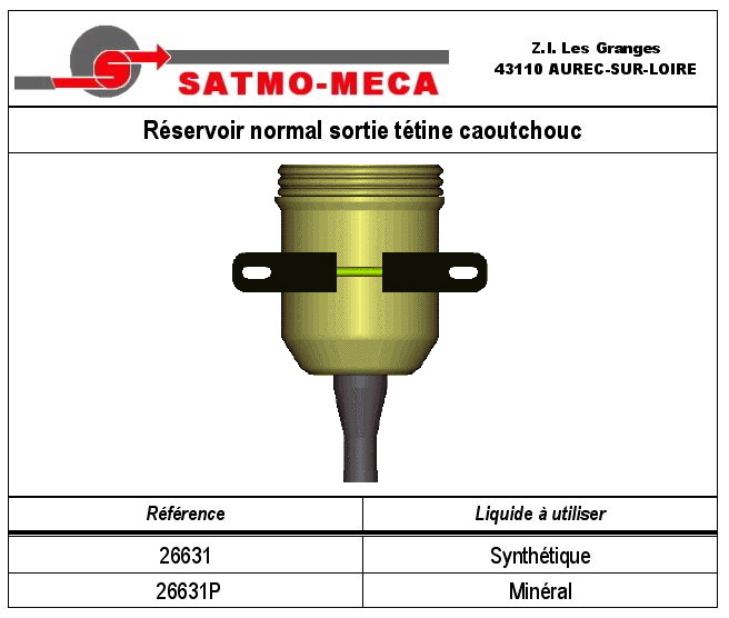 R&eacute;servoir normal sortie t&eacute;tine caoutchouc